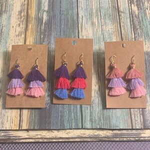 Colorful Tassel Earrings Set of 3